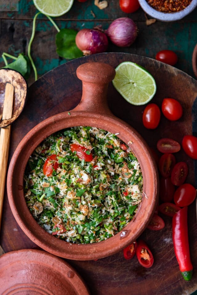 Sri Lankan gotu kola sambol herbal salad coconut